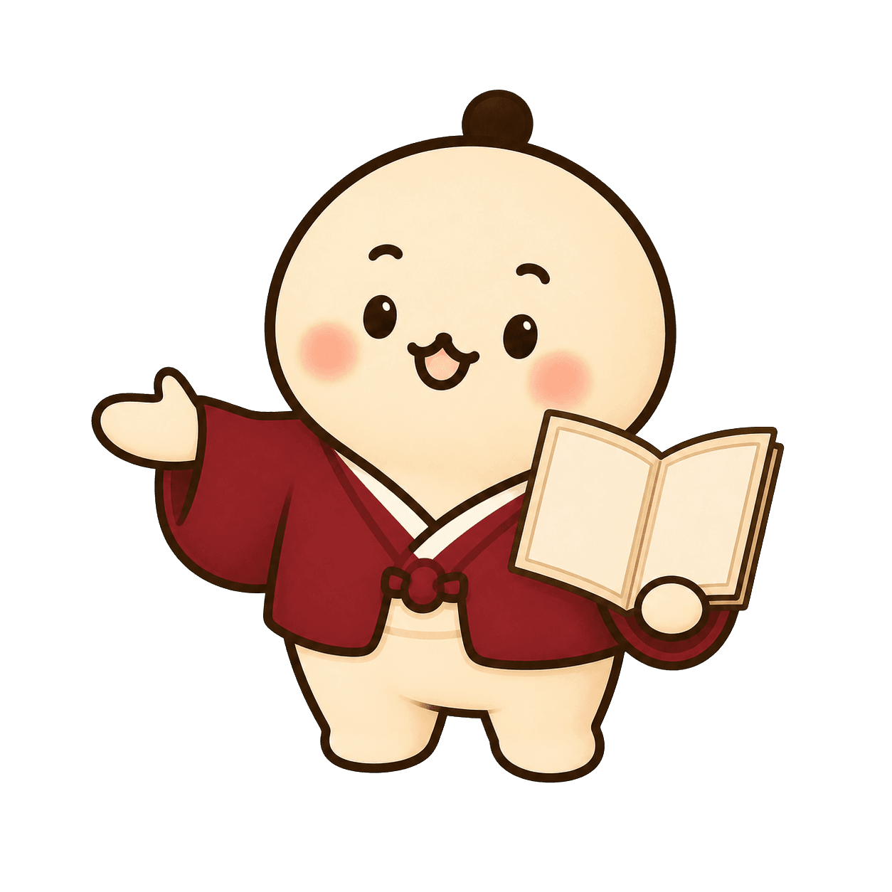 使い方の冊子を案内する寄席ミルのキャラクター
