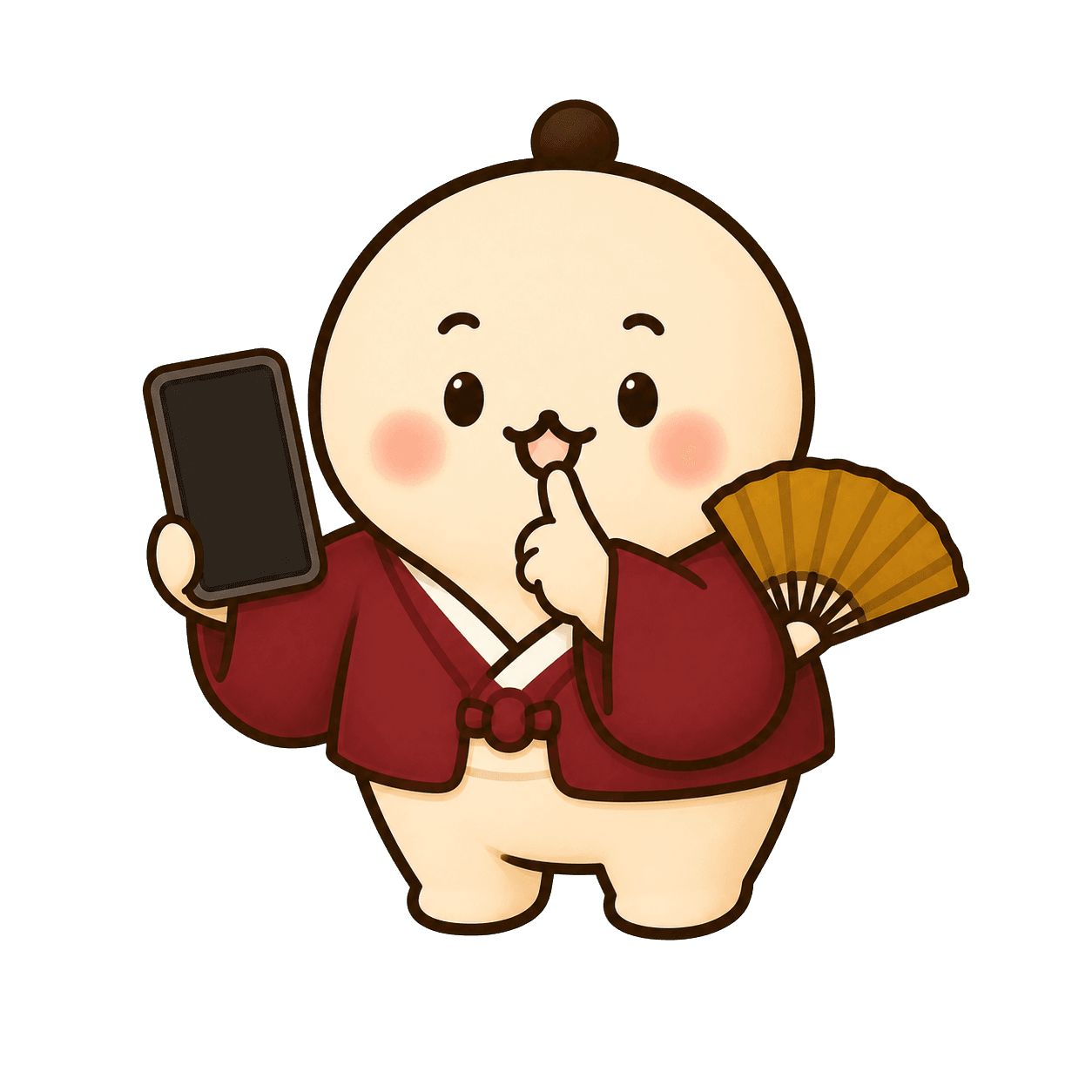 電源を切ったスマートフォンを案内する寄席ミルのキャラクター