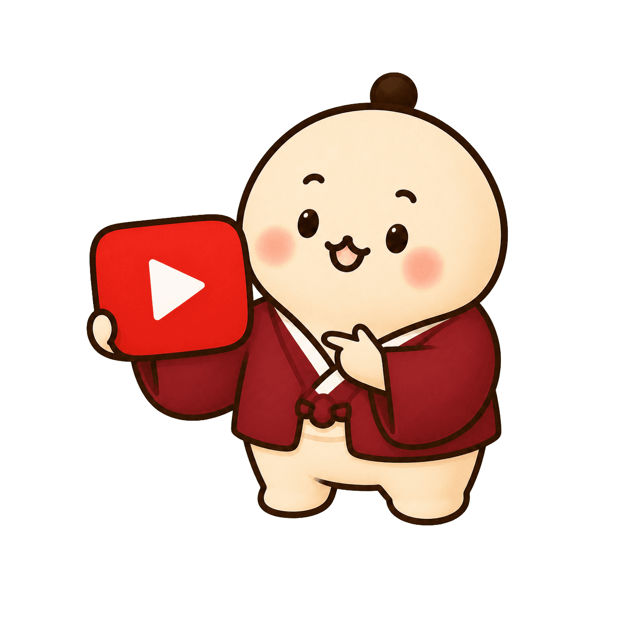 動画の再生マークを案内する寄席ミルのキャラクター